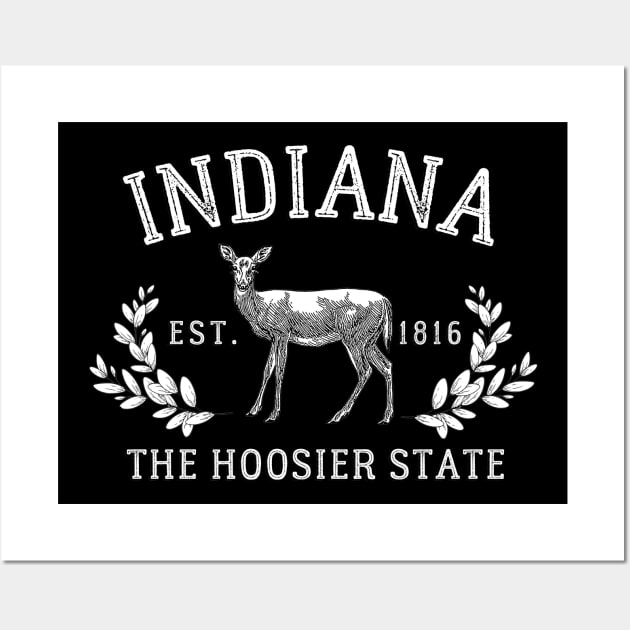 Indiana The Hoosier State Deer Wall Art by Downtown Rose